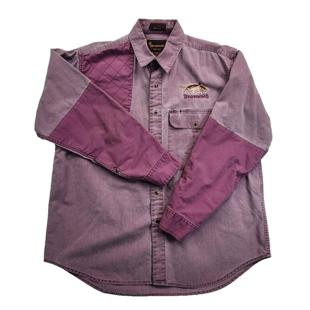 Browning Super Naturals Hunting Shirt Purple Mens XL Pheasant Embroidered Cotton